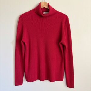VTG Sutton Studio Cashmere Sweater Red Ribbed Turtleneck Size XL Pullover Soft